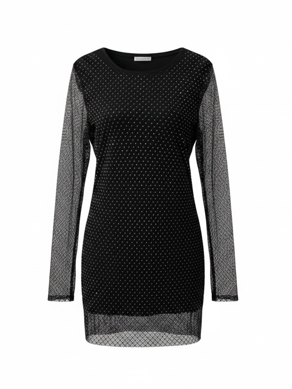 Sincerely Jules Black Sheer Mesh Midi Dress with Sparkle Dots